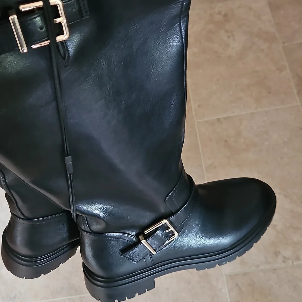 NEW! ANN TAYLOR LOFT Black Tall Biker Boots 9.